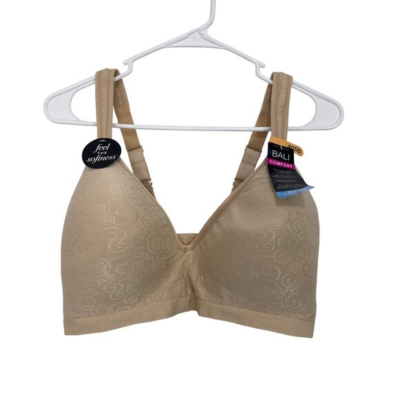 Bali Womens Comfort Revolution Wire-Free Bra Size 40DD Beige Nylon Spandex NEW - Picture 7 of 14
